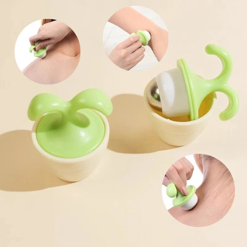 Roller Ball Relaxing Massager Manual Massage Ball In Flower Pot Shape Stress Relief Mini Innovative Manual Roller Massager Tool