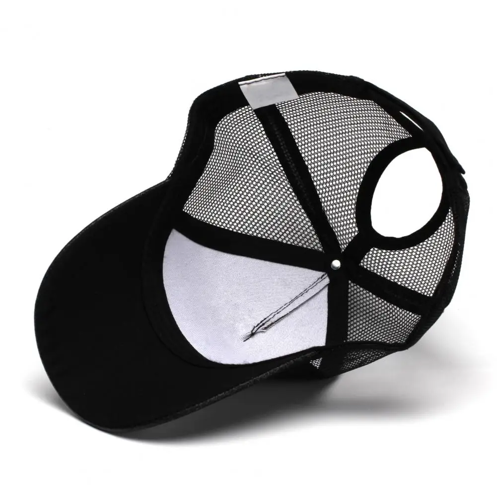 

Party Cap Shiny Hollow Mesh Baseball Hat with Long Brim Ponytail Hole for Ladies Adjustable Sunscreen Cap for Club Party