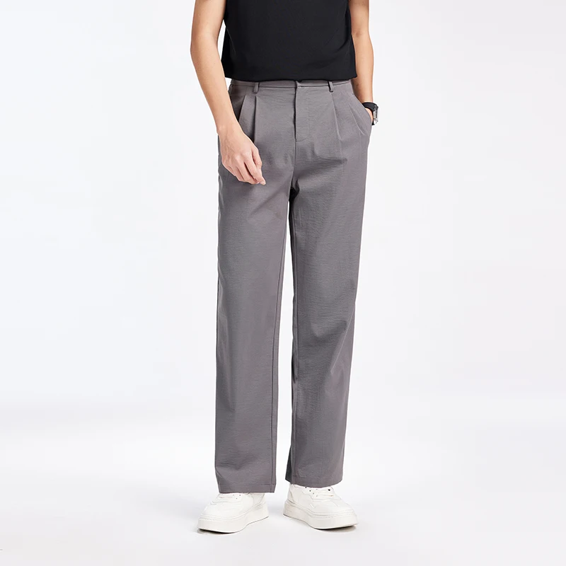 Men'S Skin Friendly Easy To Take Care Of Business Casual Trousers Versatile Loose Comfortable Simple Casual Straight Leg Pants