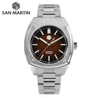 San Martin 39.5mm Men Watch Stainless Steel Wristwatch PT5000 SW200 Textured Dial Original Design Automatic Mechanical SN0026