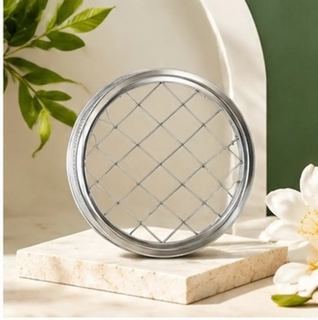 6Sets Metal Flower Lid Insert for Canning Jars Glass Bottles Grid Design Flower Arrangement Tool Home Office Decoration Storage