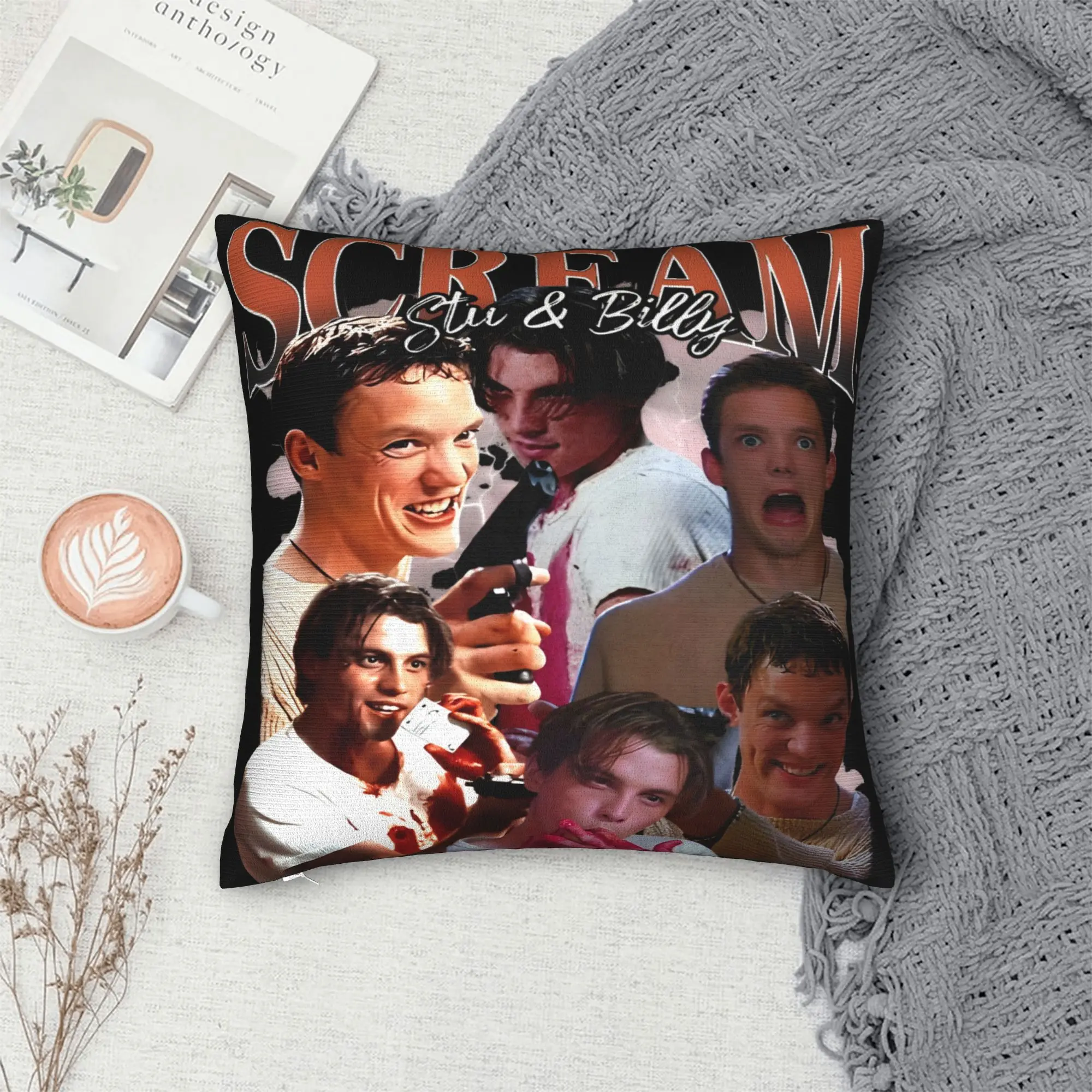 Pillow Cover Billy Loomis & Stu Macher ScreamMovie Funny Pillow Case For Living Room Bed Chair Pillowcases