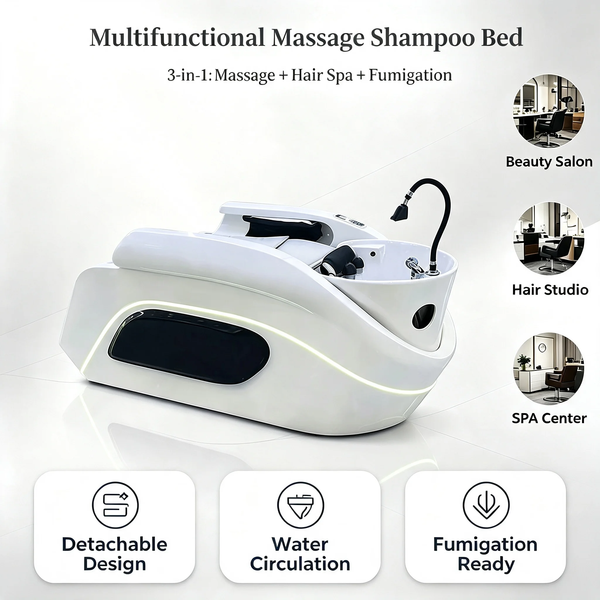 Electric Massage Shampoo Bed Water Circulation Head Spa Therapy for Commercial Salon
