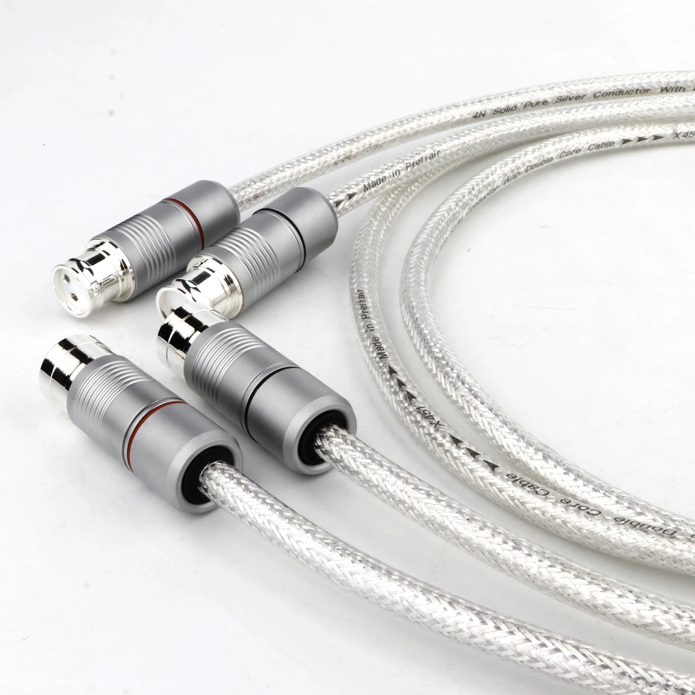 Para 4N Pure Silver XLR Balanced Cable Femal to Male Interconnect Audio Cable Solid PSS Core Wire for Microphone Amplifier