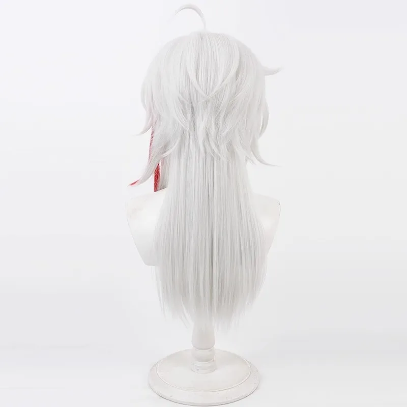 Ming Chao Zanni Cosplay Wig Silver White With Fluffy Top And Red Highlights On The Crown
