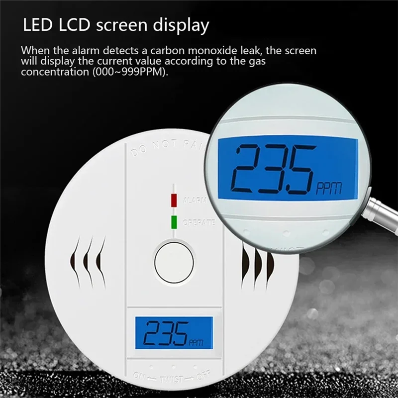 APPLIA-Carbon Monoxide Alarm With LCD Display Home Fire Warning Toxic Gas Leak Detector Co Detector Alarm Detector
