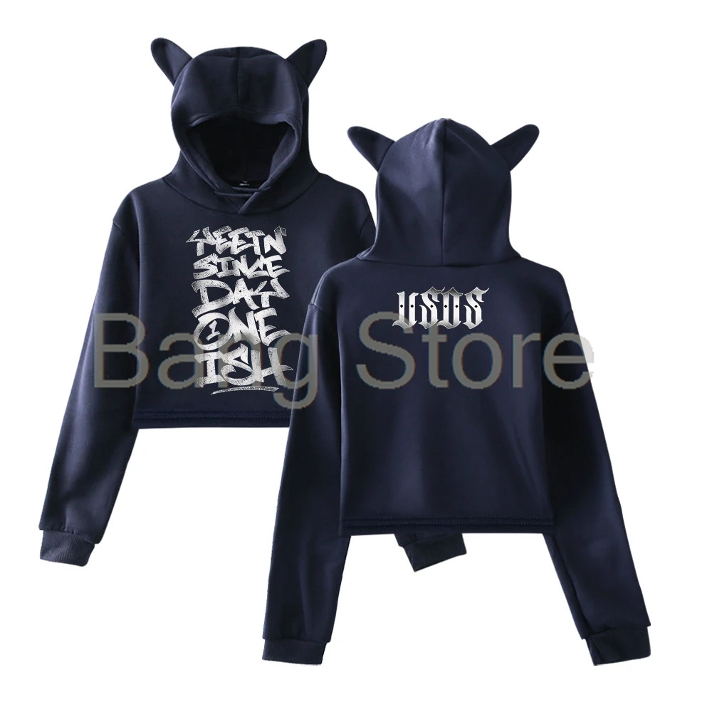 Jey Uso Yeetin' منذ يوم One Cat Ear Hoodie المرأة طويلة الأكمام بلوزات عارضة الشارع الشهير المحاصيل قمم