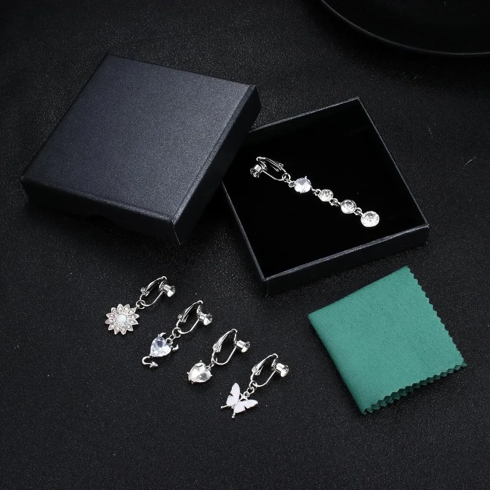 Diamday-Piercings falsos para el ombligo, barras de acero quirúrgico para el vientre, Clip en circonita cúbica, el vientre para joyería para mujeres y niñas, 1 piezas