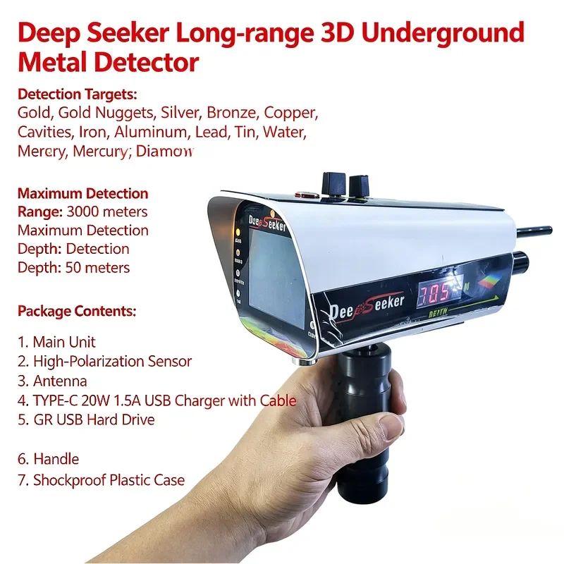 for DeepSeeker 3D Large Depth Remote Underground Thermal Imaging Metal Detector Bronze Gem Handheld Prospecting Instrument