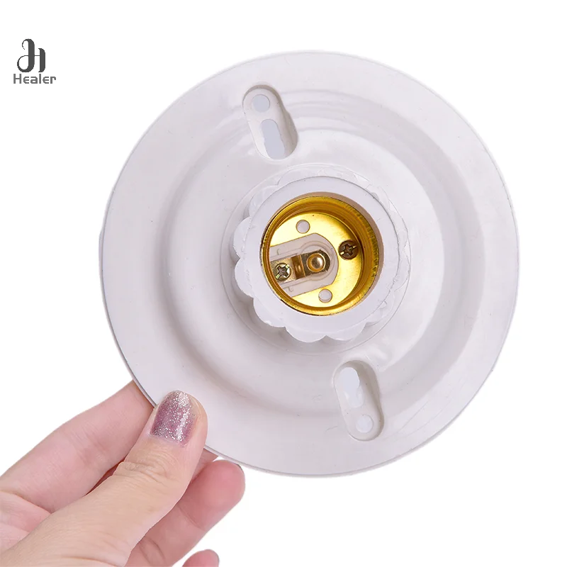 E27 LED Light Bulb Holder Round Socket E27 Base Hanging Lamp Socket Screw Base