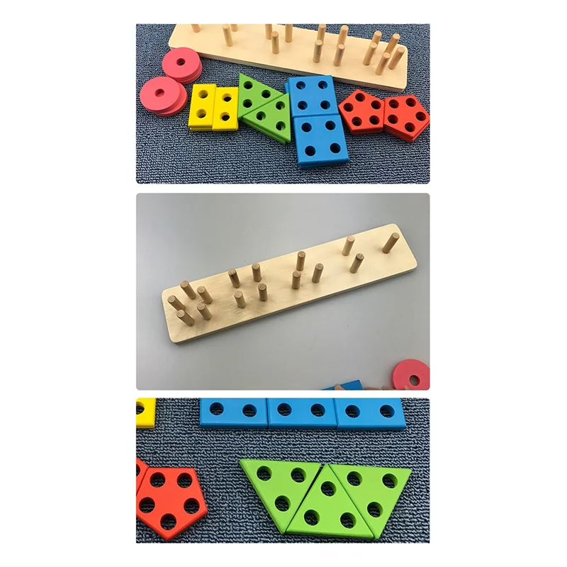 AS96-Blocos de madeira para crianças de 1 a 3 anos, quebra-cabeça de atividade de classificação de formato e tamanho não tóxico durável fácil instalação fácil de usar