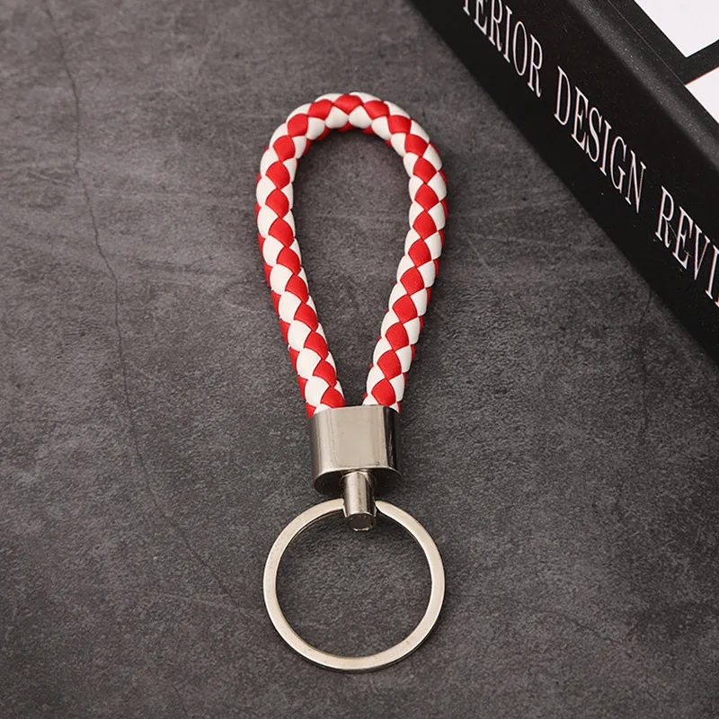 YIKAZE Hand-Woven keychain Multicolor Handmade Braided Leather Cord Keyring inside out car accessories Party Gift Rope Key Chain