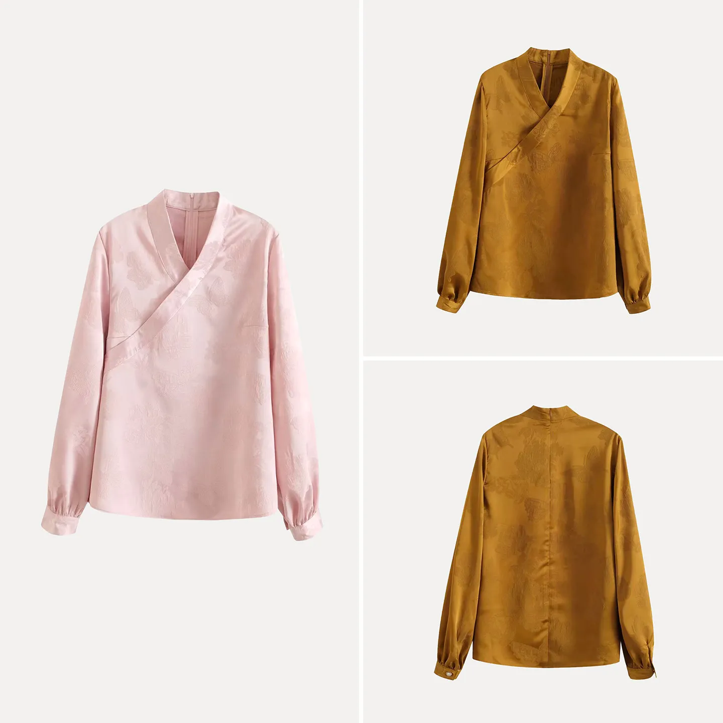 

Fashionable V-neck Long Sleeve Shirt Women's Spring 2026 Slimming Personality Trendy Top European Style Regular Fit Shirt