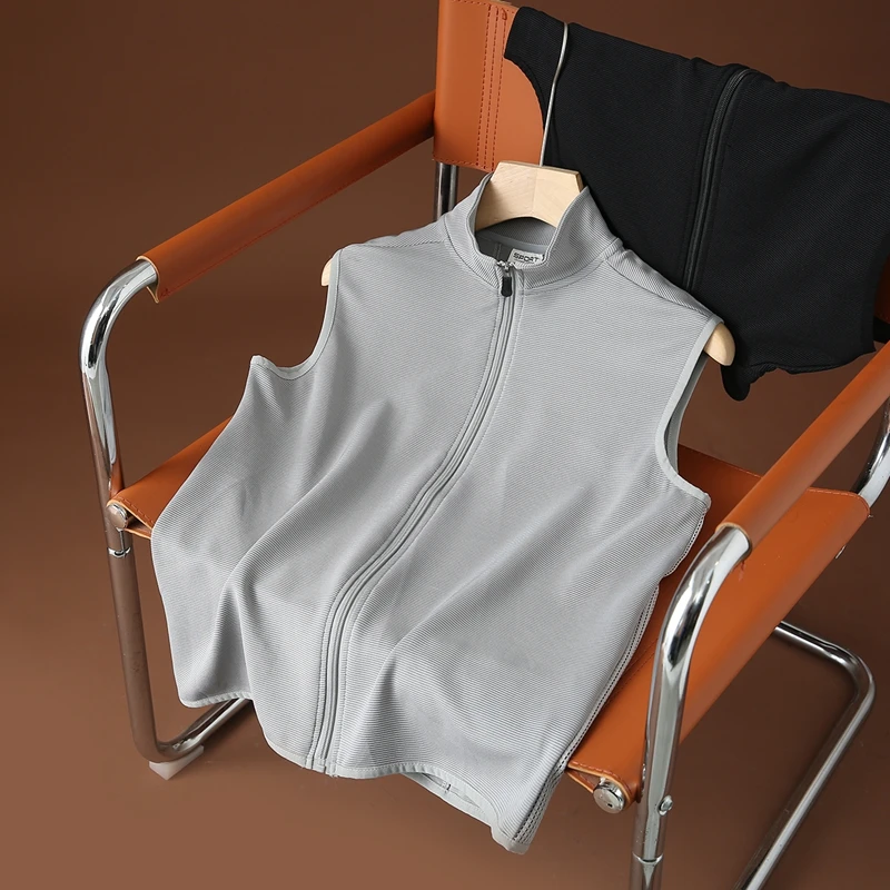 

Svip Men's Casual Sport Vest Spring Summer Faion Stand Collar Color Comfortable Breathable ort Sve Jaet