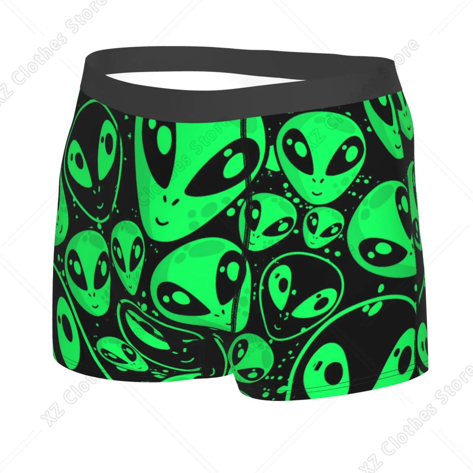 Green Alien UFO Pattern Men's Underwear Healthy Soft Comfortable High-Quality Men's Briefs Stylish Trendy Casual Sports Panties