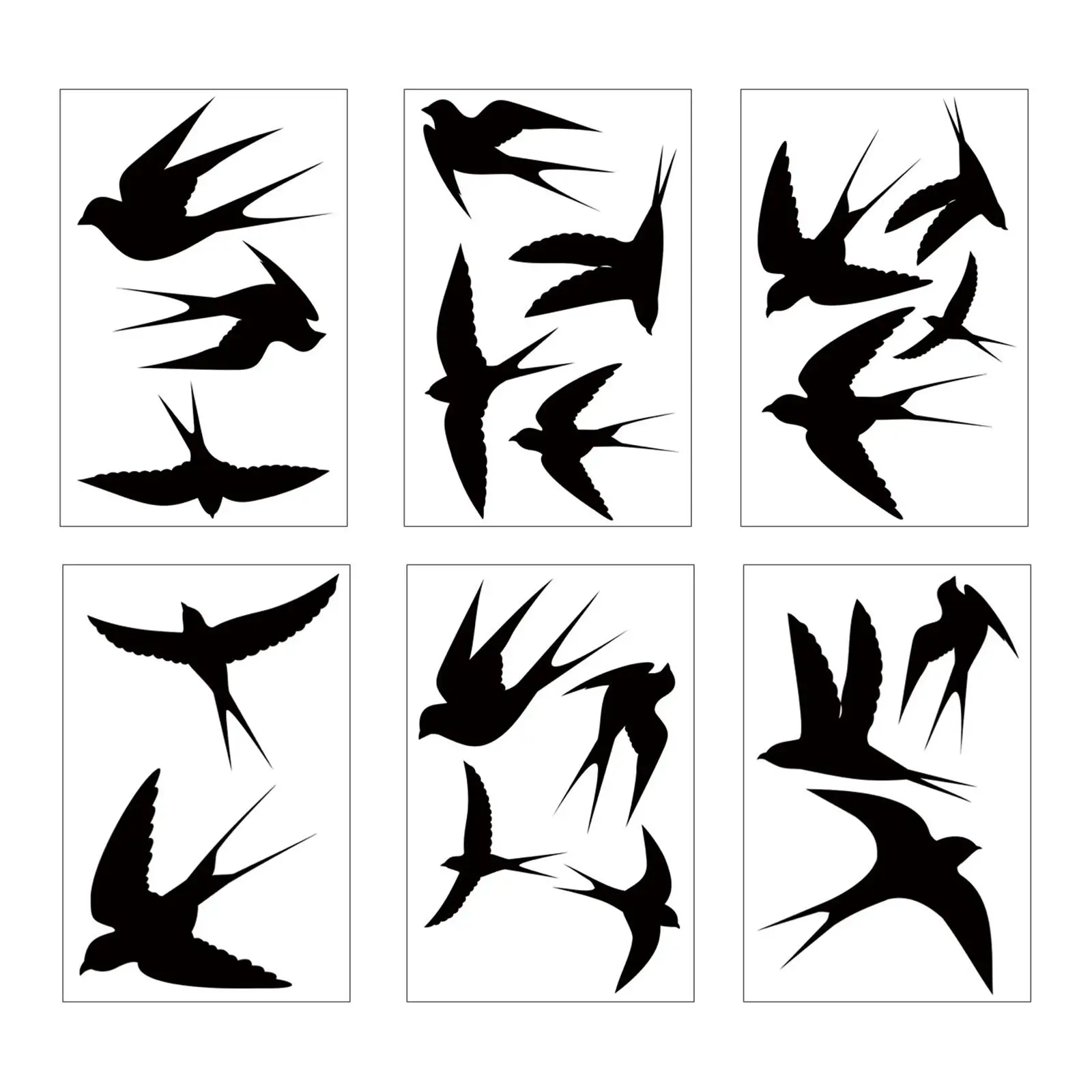 Bird Stickers 6 Sheets 20Pcs PVC Prevent Birds Strikes Glass Stickers