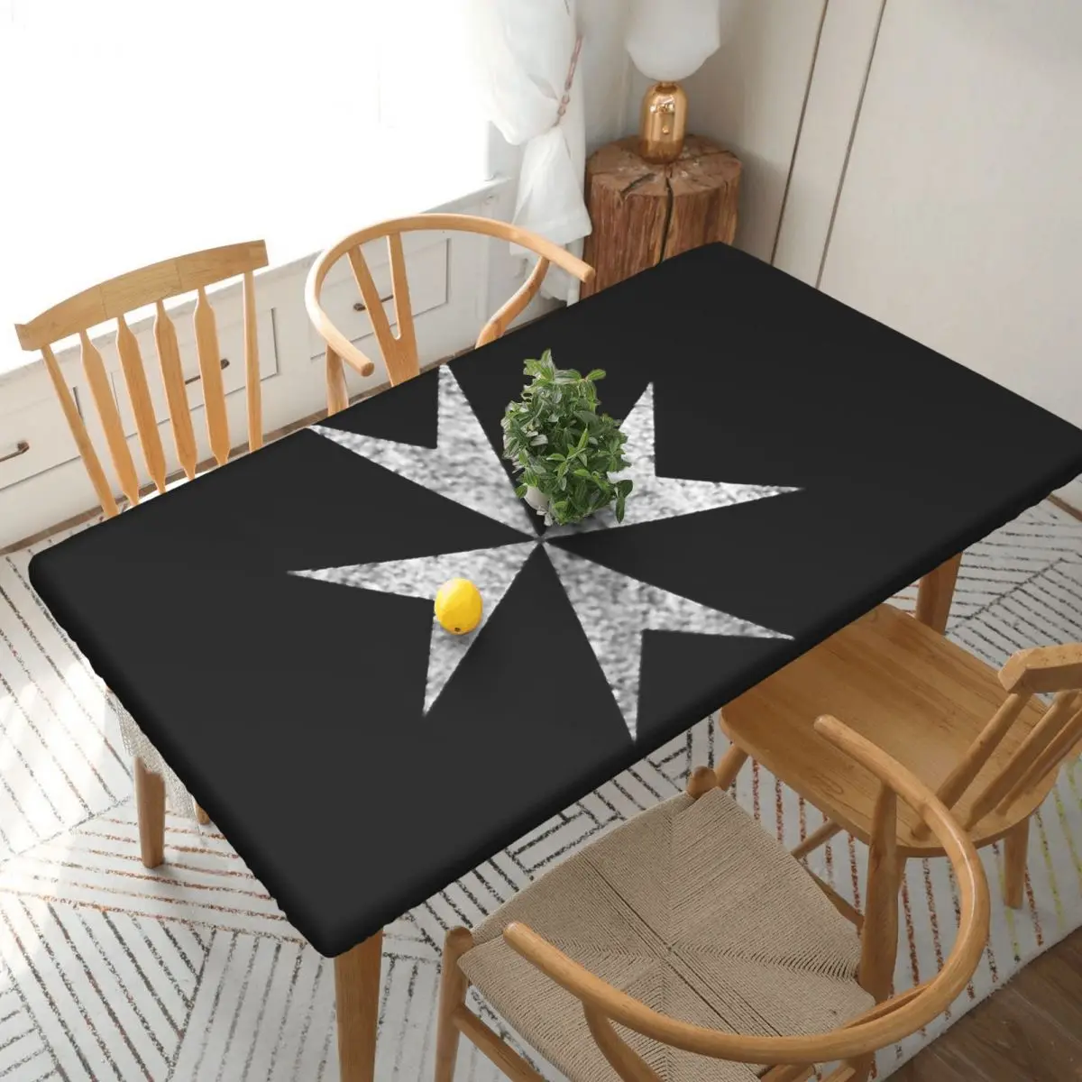 Maltese Cross Knights Hospitalier Malta Crusades Custom Rectangular Tablecloth Waterproof Table Cover for Dining Table Cloth