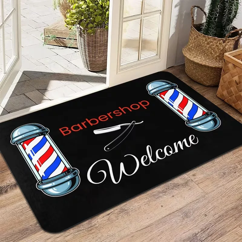 Barbershop Theme Floor Mat Barbershop Turning Light Razor 