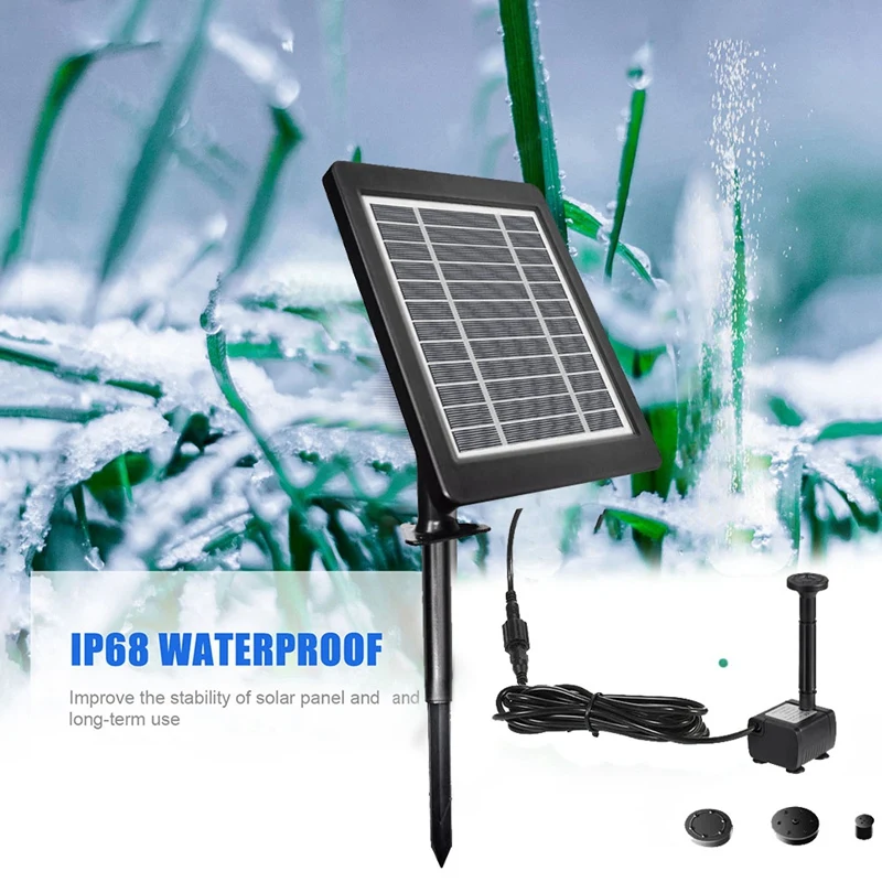 200L/H Solar Panel Water Fountain Pool Pond Garden Water Sprinkler Sprayer Black Plastic For Bird Bath Water Fountain Pump