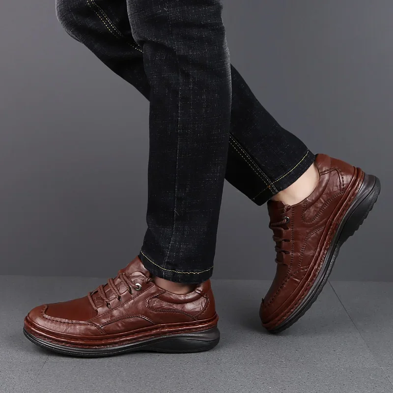 2024 Winter Genuine Leather Shoes Men Business Formal Shoes British style Men shoes