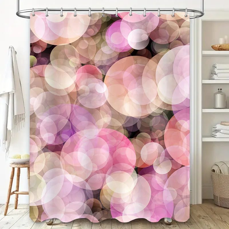 Delightful Blurred Circles Shower Curtain Pink Peach Boho Chic Design for Bathroom Decorations Size 69x70in (175cm x 183cm)
