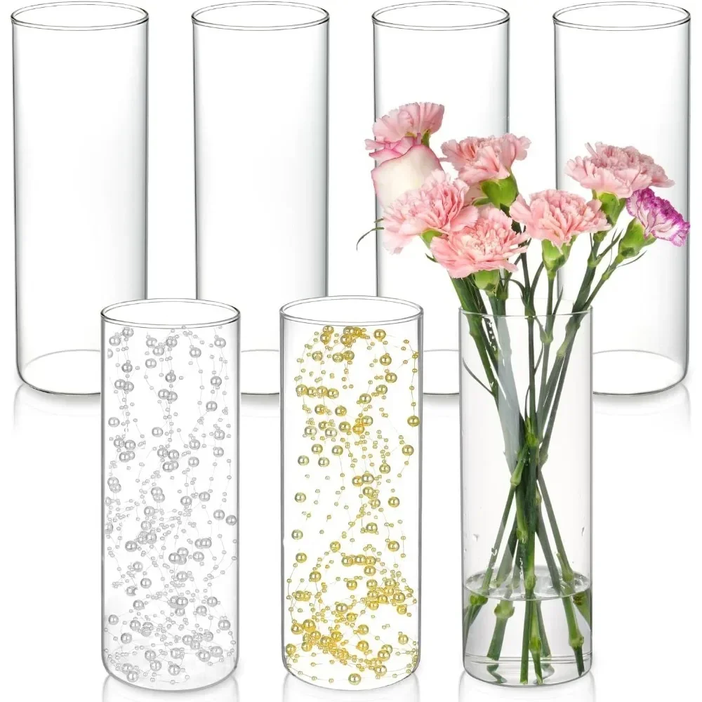 

7pcs Glass Cylinder Vases for Centerpieces - 10 Inch Tall Glass Vases for Flowers Home Decoration Wedding Table Decoration Vase