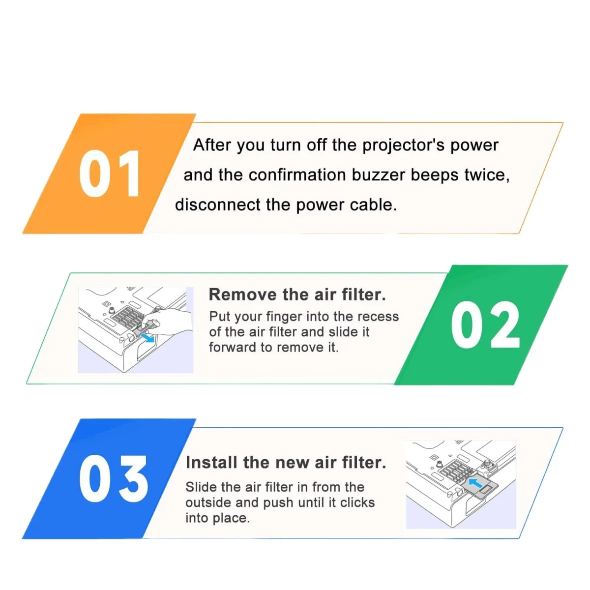 ELPAF13-filtro de aire V13H134A13 para proyector Epson 83 + 78 400W 410W 822 + 77C S5 S6 EB-410We EB-410W EB-S6 EB-S62