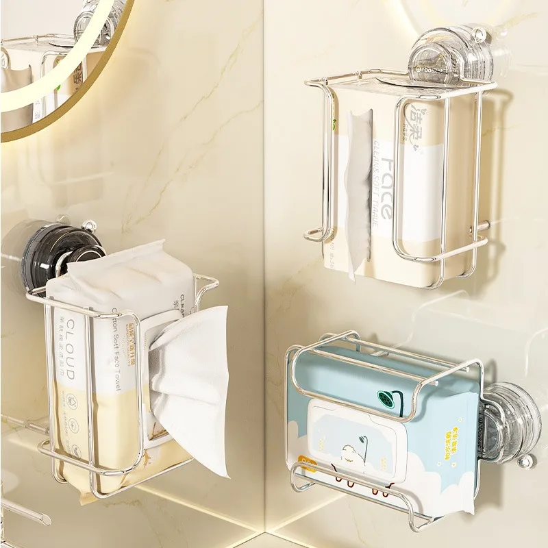 

Держатель для бумажных полотенец на присоске, настенный диспенсер для рулонов из нержавеющей стали без дрели, роскошная коробка для салфеток в ванной комнате