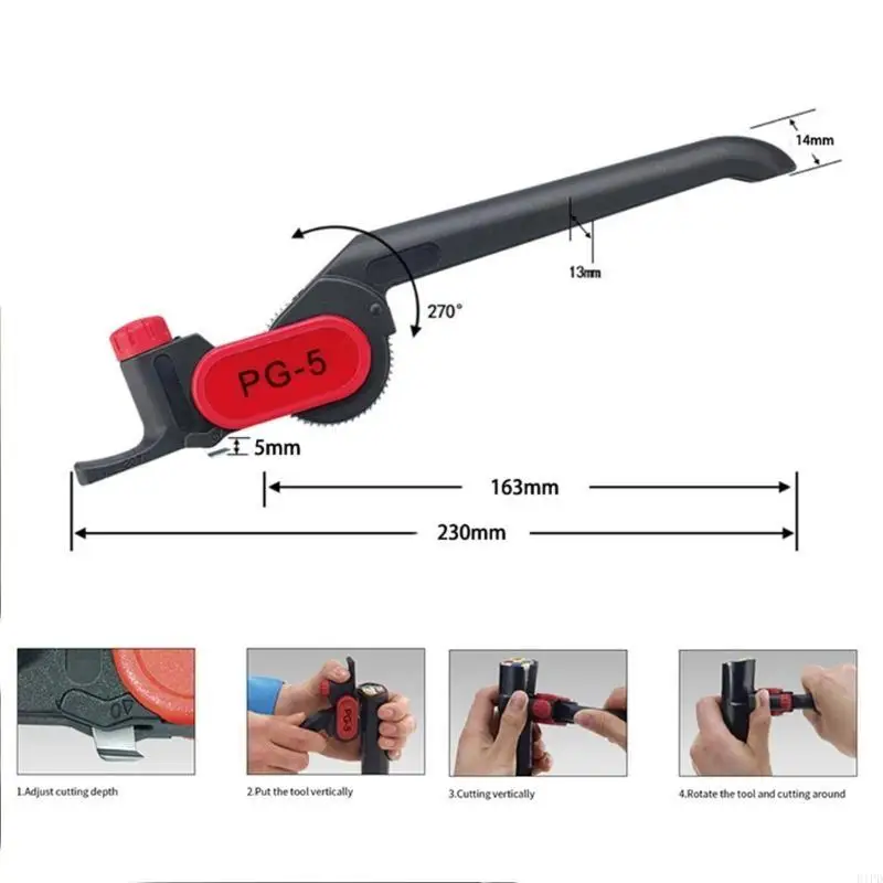 E1PD PG5 Stripper Cable Cutter Ratchet Wheel Type Cable Stripping Diameter 25mm Depth 0-5mm Round Cable Peeling Plier Tool