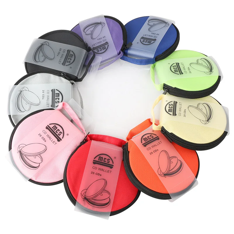 Portable CD DVD Case Storage Disc 20 Capacity Dual-use Oxford Cloth Storage Bag Round Holder with Zipper for Home Car CD Box Bag