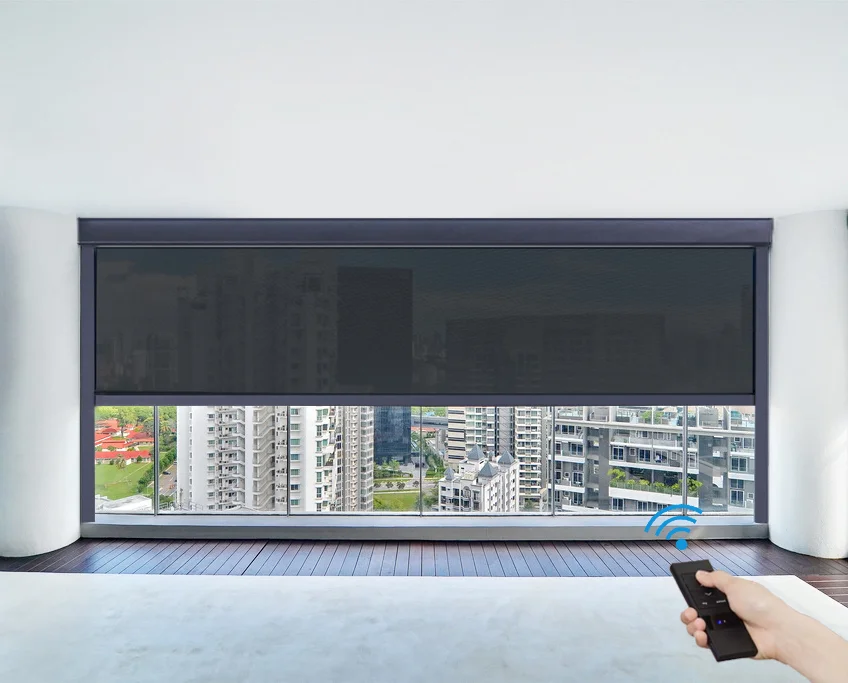 Modern Design Best Quality Motorized Waterproof Windproof Roller Blinds For Outdoor Window
