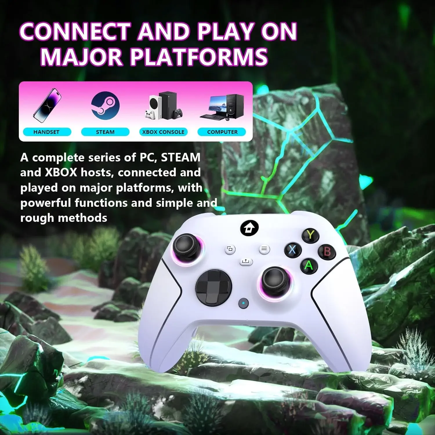 

Upgraded 7 Colors RGB Wireless Controller XB023 for XBOX,Steam,Windows with Dual Vibration ,AUTO TURBO Function&Programmable