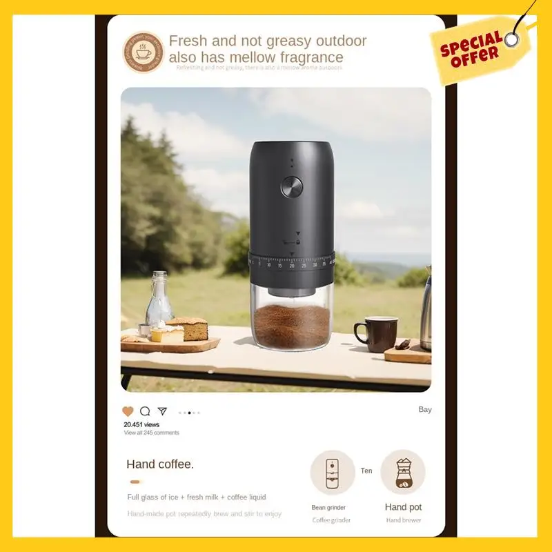 

Abcycoffee Grinder Charge Профессиональная более сильная регулируемая шлифовальная машина Портативная кафемолка для отдыха и путешествий