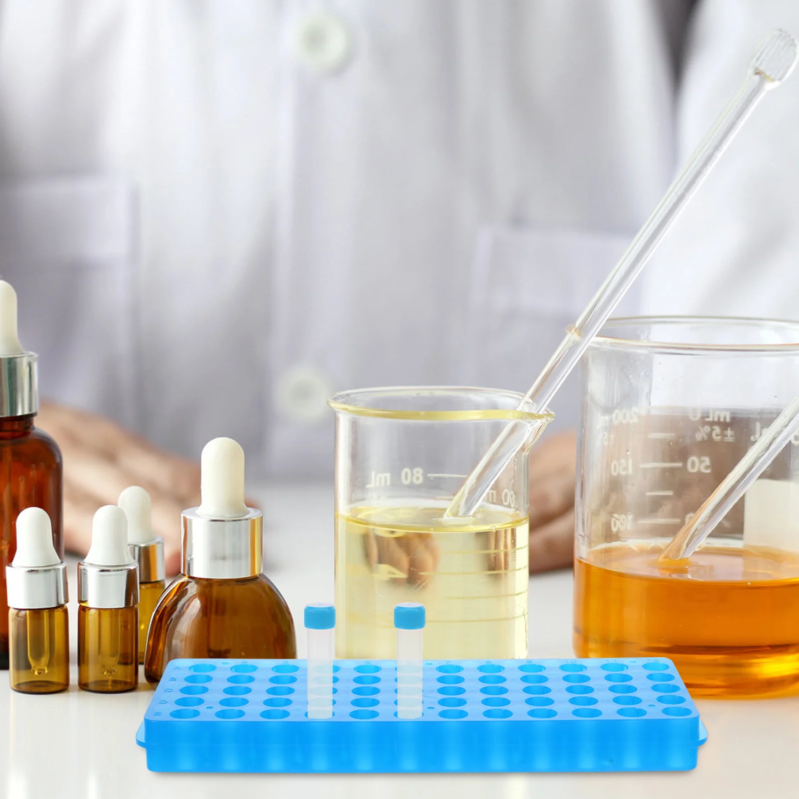 

Test Tube Rack 60 Holes Double Sided Stand for 0.5ml 1.5ml 2ml Tubes Lab Plastic Abs Storage Blue Color Reusable Holder