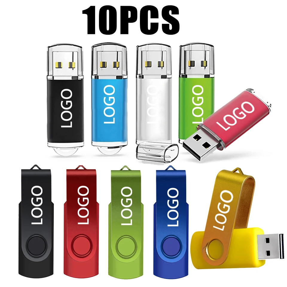 10 قطعة/الوحدة CustomLOGOColour USB 2.0 محرك فلاش USB 8GB 16GB 32GB 64GB USB عصا القلم محرك 1GB 2GB4GB بندريف للهواتف الذكية/الكمبيوتر