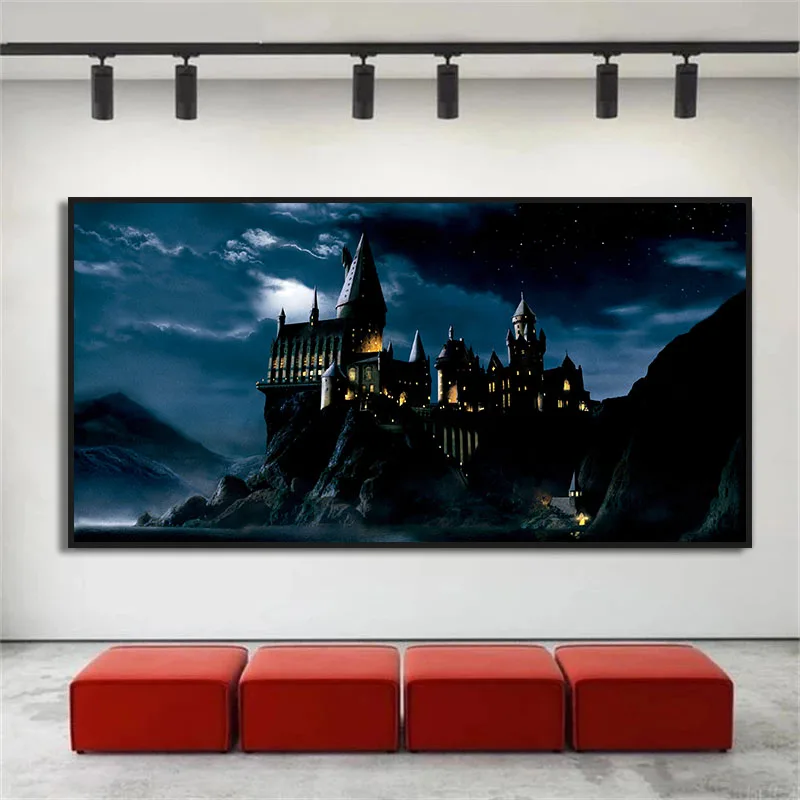 Harries Magic Castle Canvas Painting  ,Hogwartses School of Witchcraft Owl Poster Wall Art Picture Kids Room Home Decor Gift