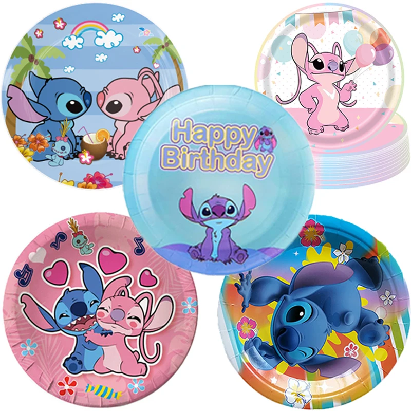 Disney Lilo & Stitch Angle Birthday Party Supplies Disposable Tableware Paper 7inch Plate for Boy Kids Girls Decor Baby Shower