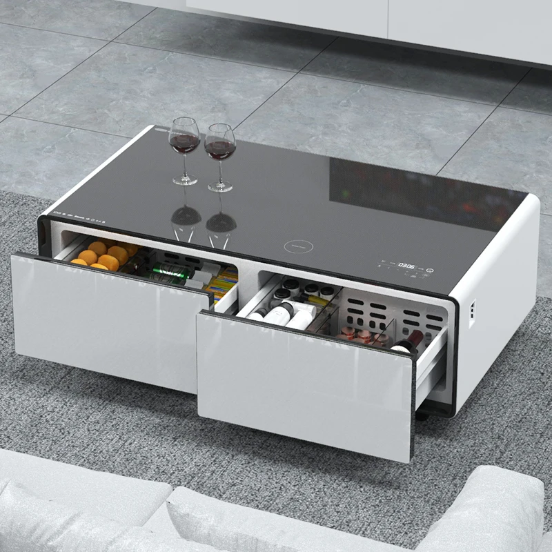 2026 New Modern Smart Coffee Table Convertible Design With Mini Fridge Drawer Bluetooth Speaker Touch Control Household Living R