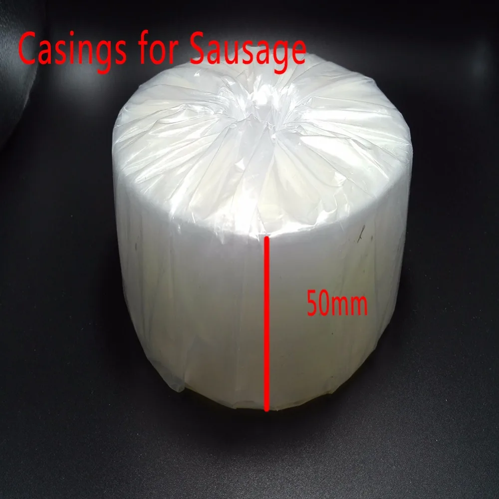 4 Meters Food Grade Casings for Sausage Salami Wide50mm Shell for Sausage Maker Machine Hot Dog Plastic Casing Inedible Casings