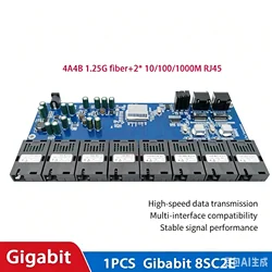 8-Port Gigabit Ethernet Switch Fiber Optical Media Converter 1.25G SC PCBA Board 8F2E 10/100/1000M with 8 SC And 2 RJ45 UTP Fibe