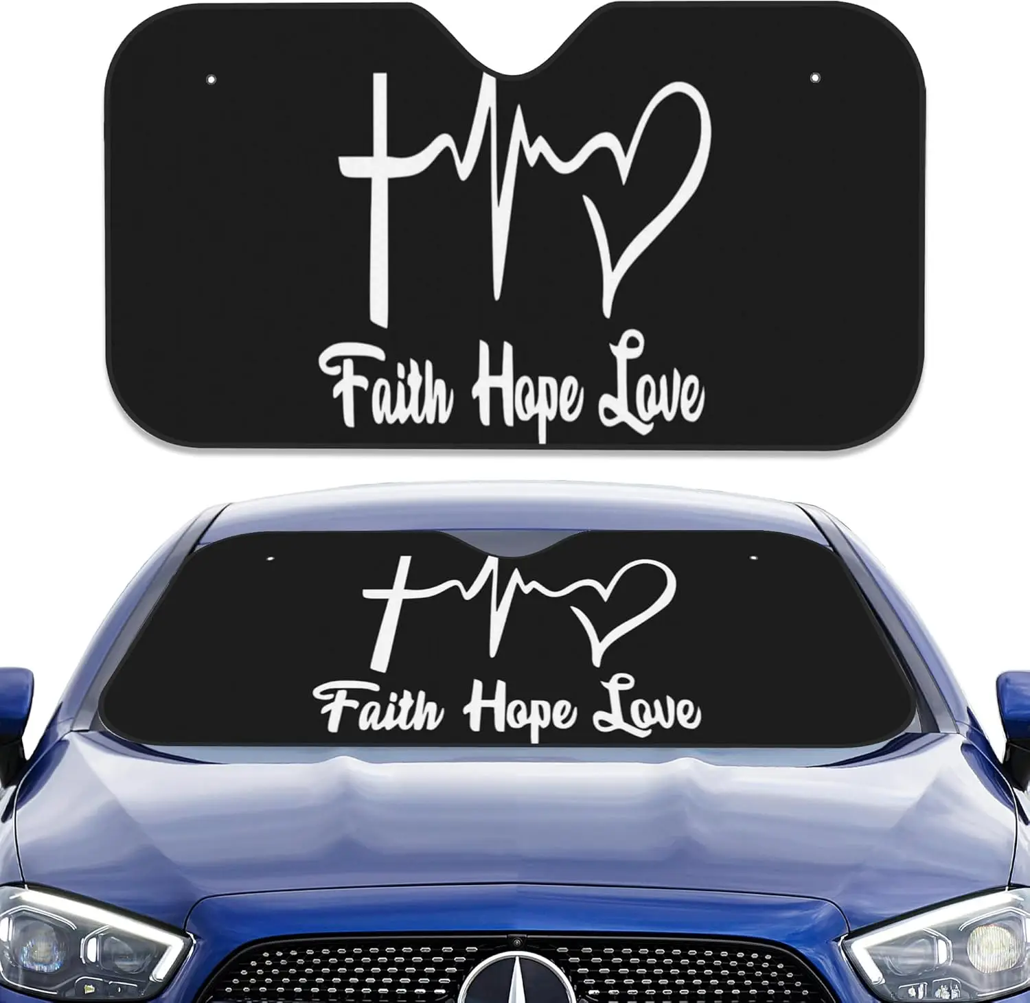 

Складное лобовое стекло от солнца, Faith Hope Love Sunsha для внутреннего стекла автомобиля, лобовое стекло Sunsha, солнцезащитное тепло, УФ-лучи, козырек Fo