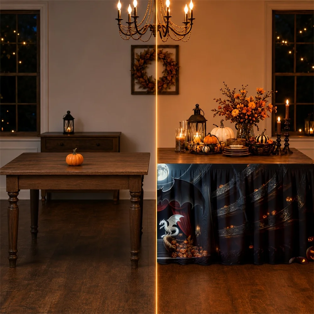 One tablecloth Gothic theater moonlight dragon-shaped antique ghost opera stage dining table for living roomzyc
