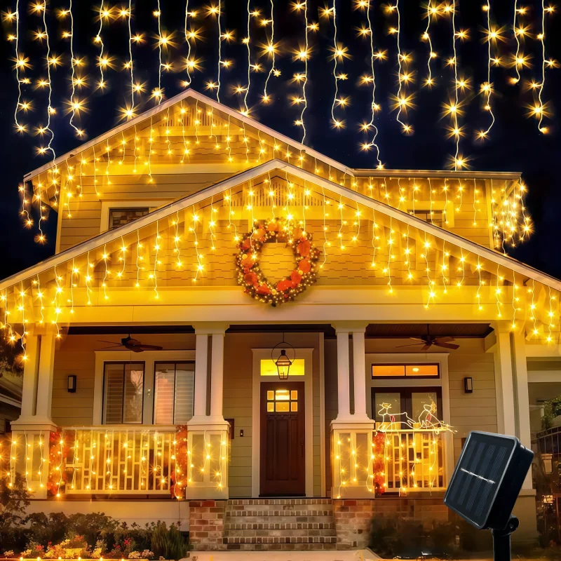 5,5 м/9 м солнечный занавес сосулька свет открытый карниз декор гирлянды сад вечерние двор рождественские украшения праздничные гирлянды
