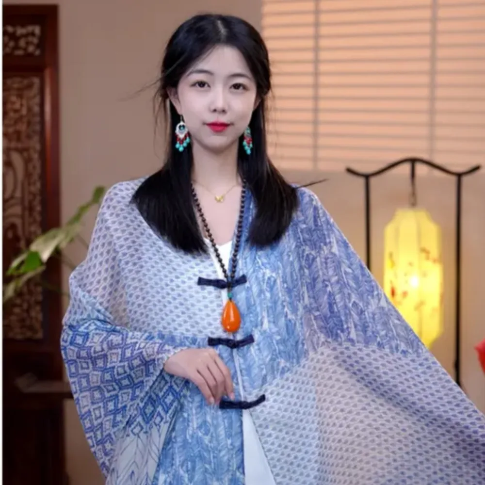 Этнический стиль, весна-лето, шаль с пряжкой, пальто, защита от солнца, солнцезащитный крем, шелковый шарф, платок, тонкий темпераментный кардиган