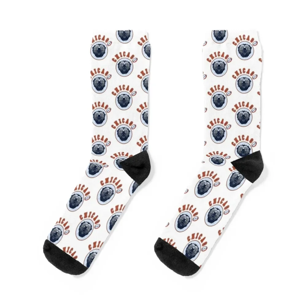 

Chicago Football Vintage Retro Bear Illinois Socks sheer hip hop essential Woman Socks Men's