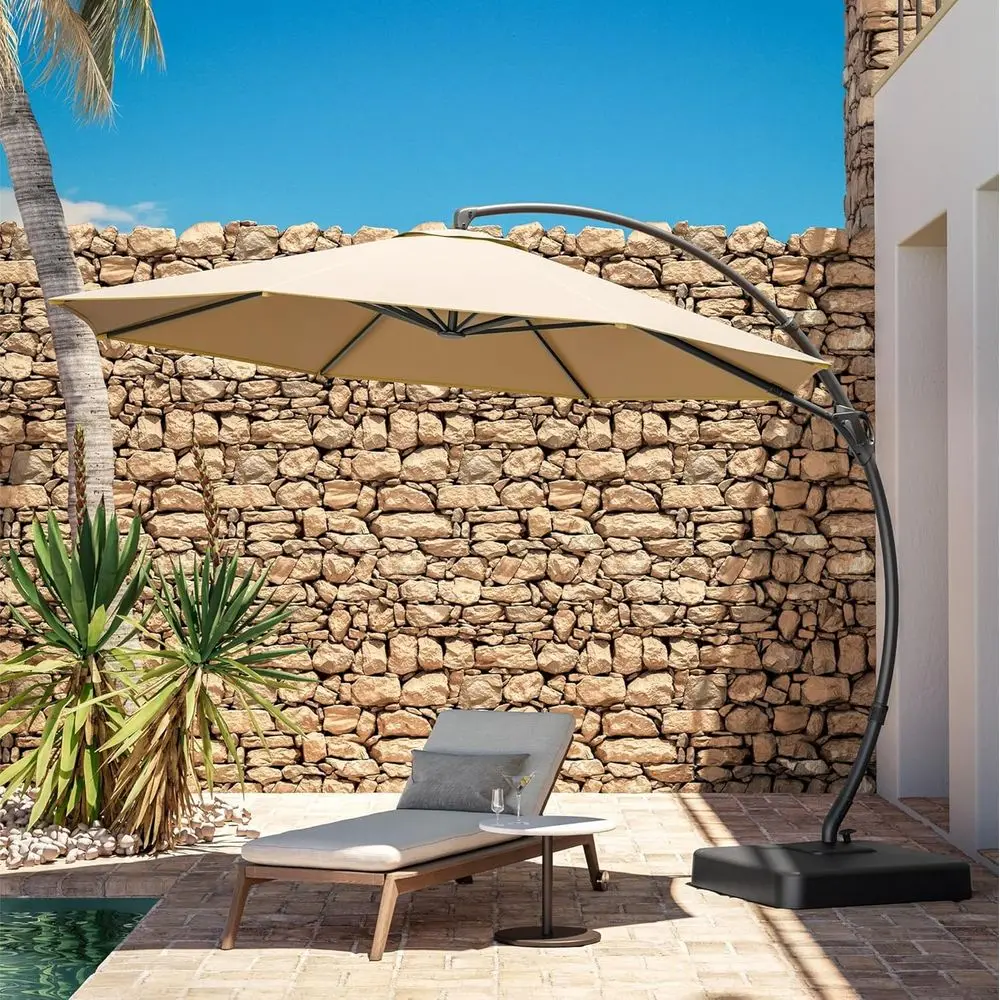 

Upgraded Deluxe 11ft Cantilever Umbrella with 360° Rotation, Beige, for Outdoor Patio, Pool, Garden, Deck
