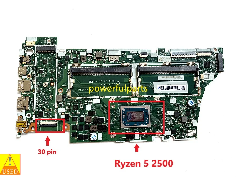 

For Lenovo Ideapad 530S-14ARR Laptop Motherboard With Ryzen 5 2500 Cpu NM-B781 100% Working Good