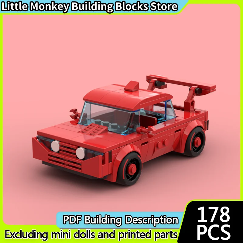 City Car Model MOC Building Bricks Red Custom Track Car Modular Technology Gifts Holiday Assemble Children Toys Suit