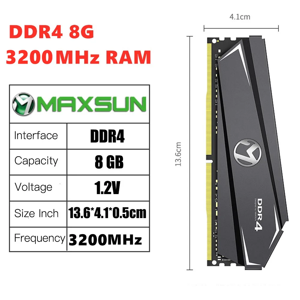 Maxsun Ram Memory ddr4 2x8GB 2x16GB 3200MHz DIMM Desktop Memory Support Motherboard 8g 16g 3200mhz Dual Channel Gaming Computer