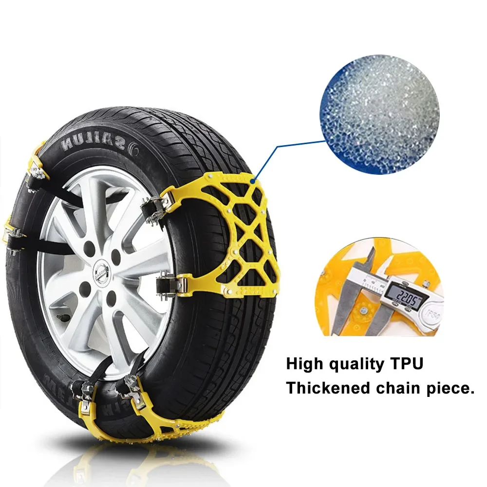 1pcs Car Snow Tire Chains Mud Tyre Wheels Thick Anti-Skid Belt For Car/SUV/Truck Portable Easy to Mount Emergency Traction Car